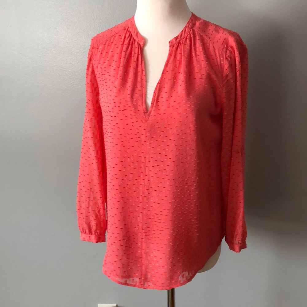J.Crew eyelash clip dot lined sheer sleeve blouse
